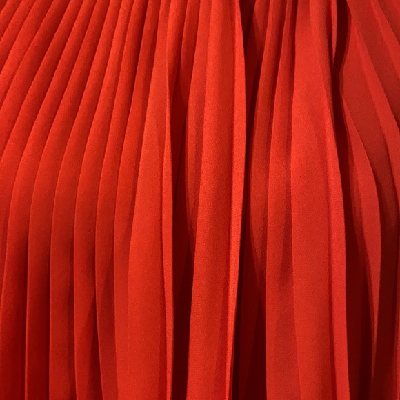 Kate Spade Pleated Persimmon Red Orange Cape Dress - Picture 3 of 6